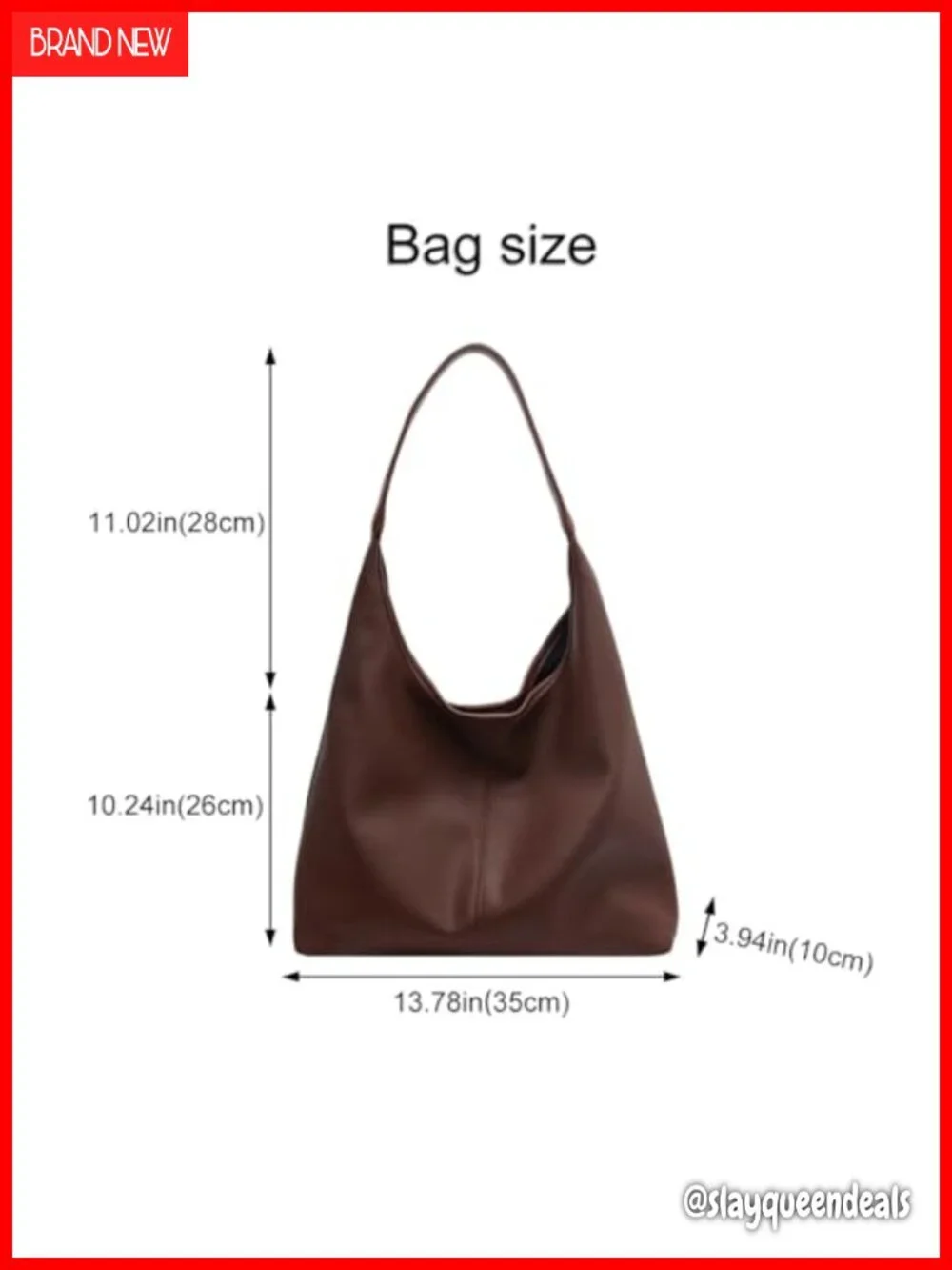 Slouchy Hobo Bag Soft PU Leather Tote Shoulder Purse Casual Everyday Handbag